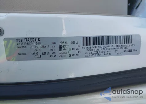 2020 Dodge Grand Caravan Sxt z USA, uszkodzony, nr VIN 2C4RDGCG3LR153270